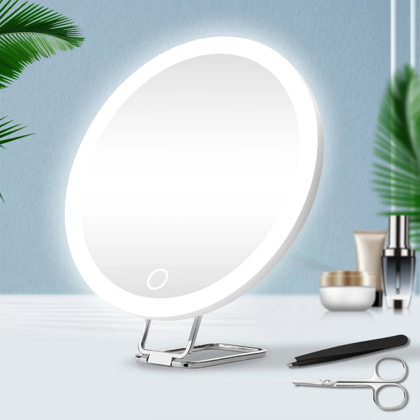 Portable 6-Inch Lighted Magnifying Mirror 5–30X with Stand